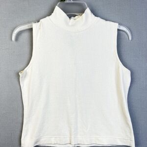 Sag Harbour Mock Turtleneck Sleeveless Top Women's 6P Cream Layering Basic